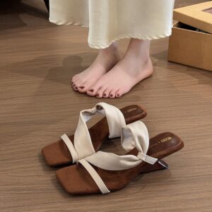 Women's Minimalist PU Leather Slides - Comfortable Round-Toe Commuter Sandals