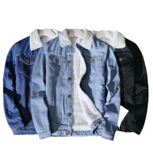 Mens Windproof Fleece-Lined Denim Jacket - Warm Winter Sherpa Trucker Coat